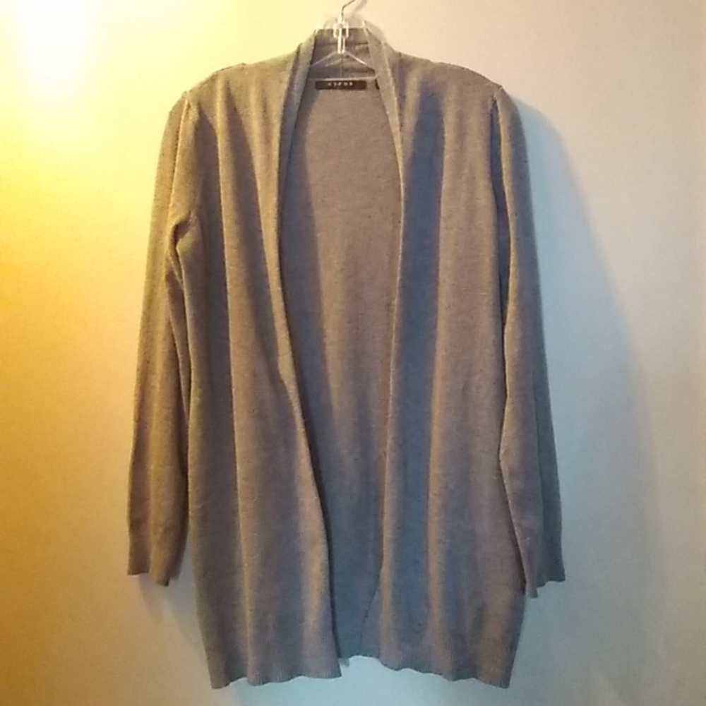 long gray cardigan